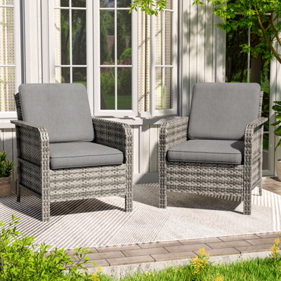 Ensemble de canapé de patio 2 pièces avec coussins épais
