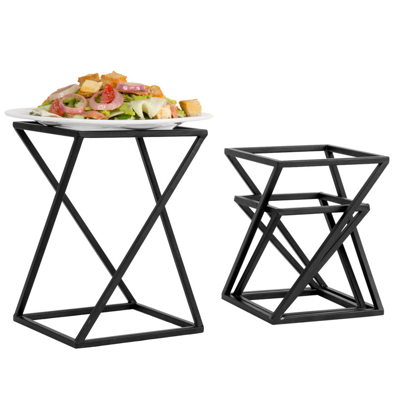 Ensemble de 3 présentoirs géométriques empilables en métal pour pizza, desserts et hors-d'œuvre