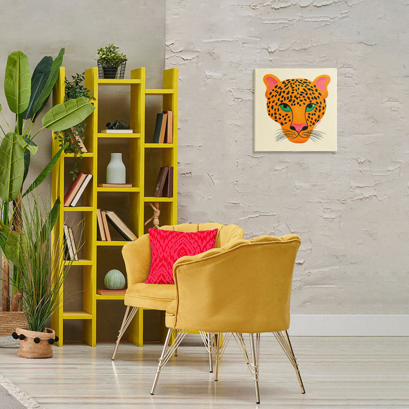 Toile moderne à motif de léopard, par Carrie Cantwell, H 17 po x l 17 po