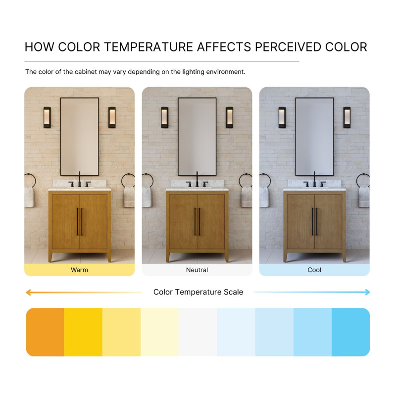 30 po Berwyn Meuble-lavabo de comptoir simple en marbre d'ingénierie blanc Carrara en chêne Baja