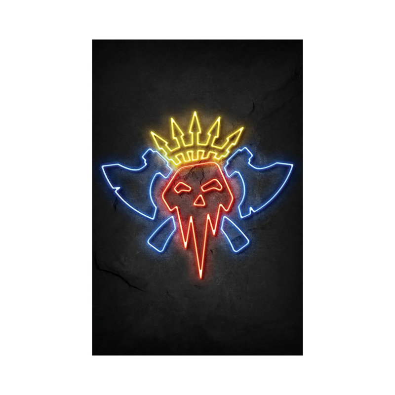 Orc Skull Neon by Durro Art - Wrapped Canvas Print, 20.32 cm H x 30.48 cm W