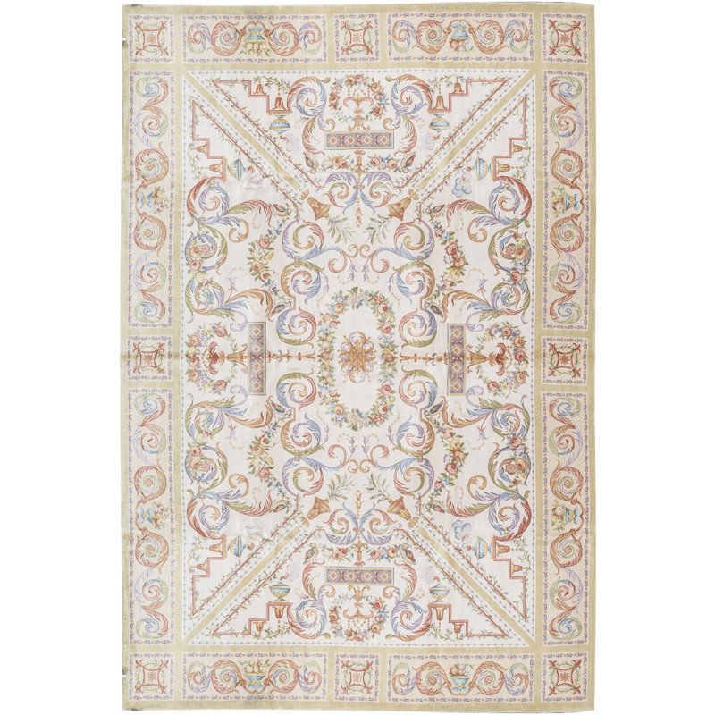 Tapis beige noué à la main de haute qualité