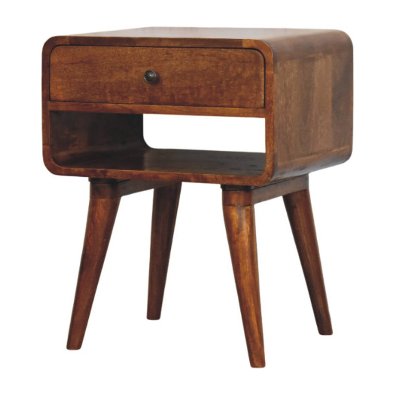 Avora Oak-ish Nightstand With Drawer And Open Slot