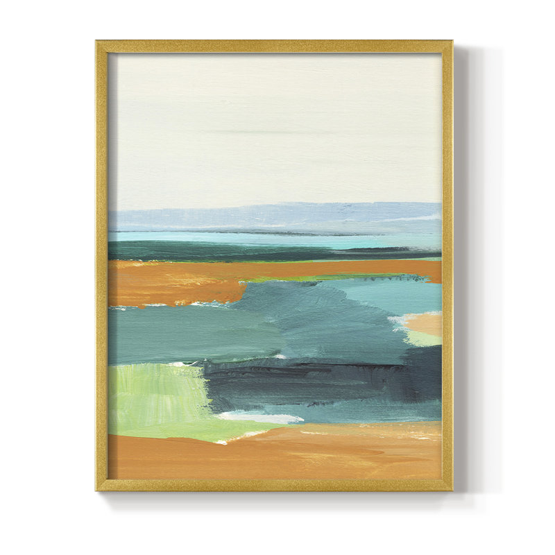 Turquoise et orange I, reproduction encadrée - bois massif, H 20 po x l 16 po