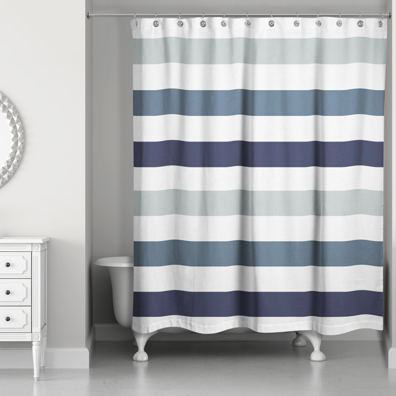 Rideau de douche simple à rayures Boucher, Bleu