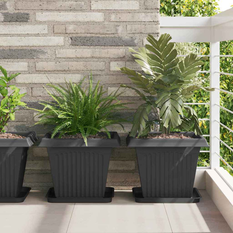Planter, 24, 30cm H x 38cm W x 38cm D, Black