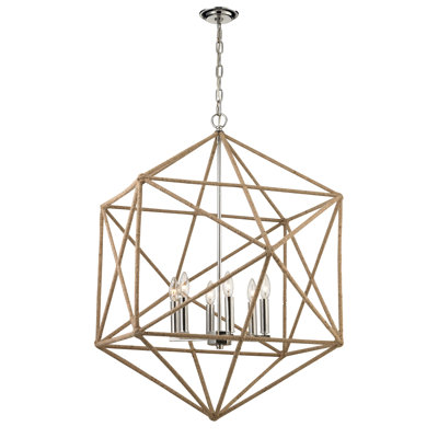 Lustre 6 lumières de 34 po de large Exiter - nickel poli
