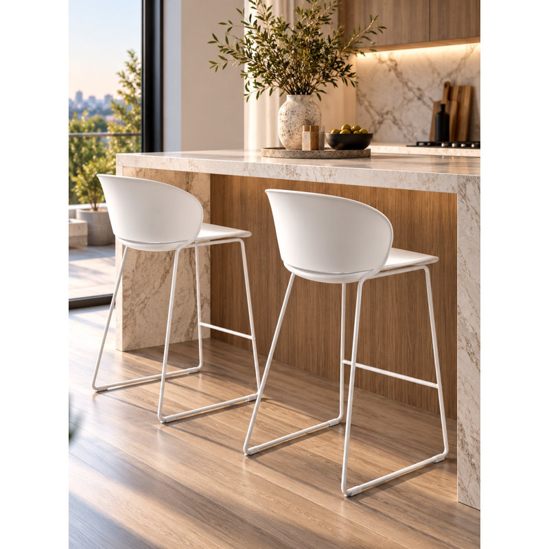 Tabouret de bar 29,5 po Pangea Home Cal Lucillie, Blanc