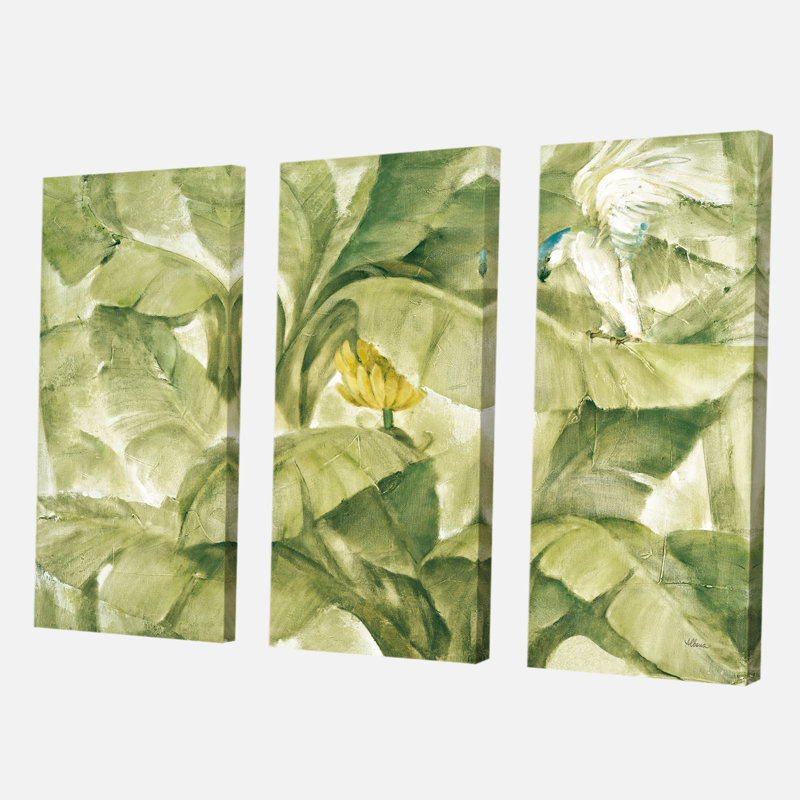 «Tropical Canopy II Green», ensemble de 3 reproductions d'art sur toile tendue, H 40 po x l 60 po x P 1 po