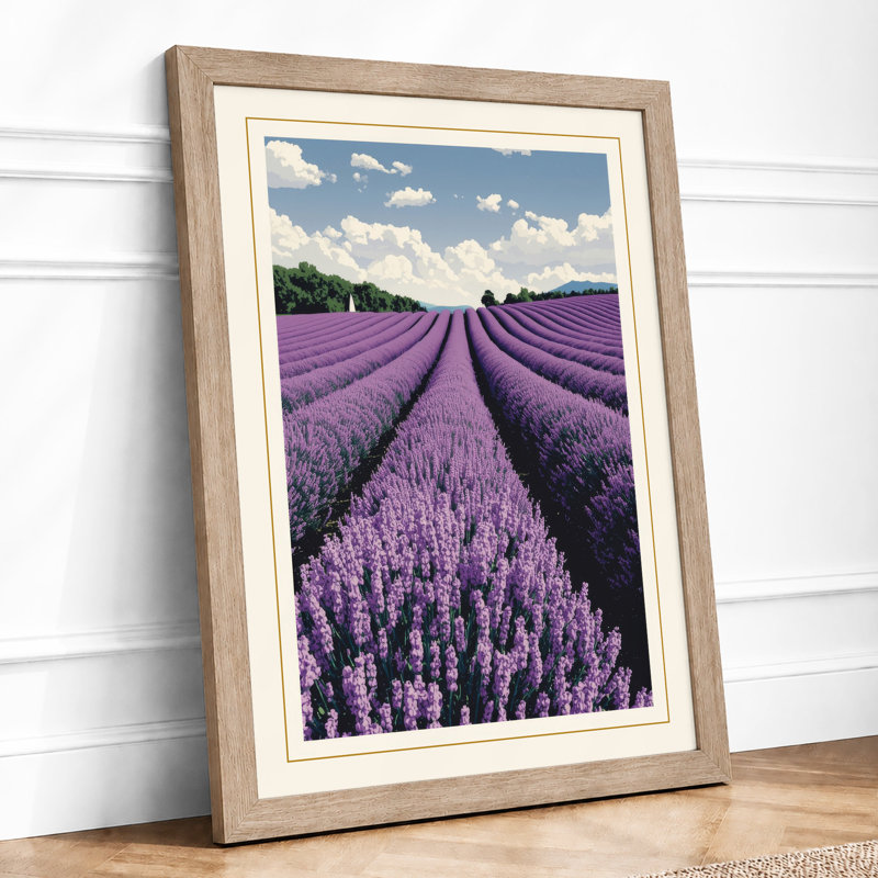 Lavender Fields Botanical - Framed Print, A2 - 59.4 x 42.0 cm, Oak