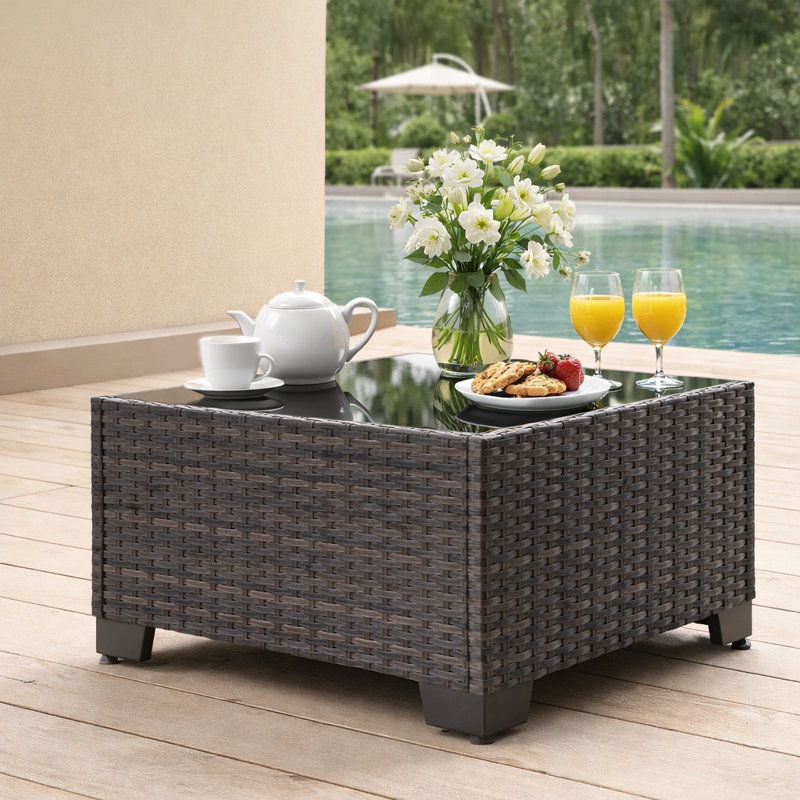 Ensemble de canapé d'extérieur en rotin 6 pièces avec coussins, Gris
