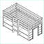 Lit mezzanine bas simple en bois de pin massif avec tablettes à 2 niveaux DEL blanc sans sommier