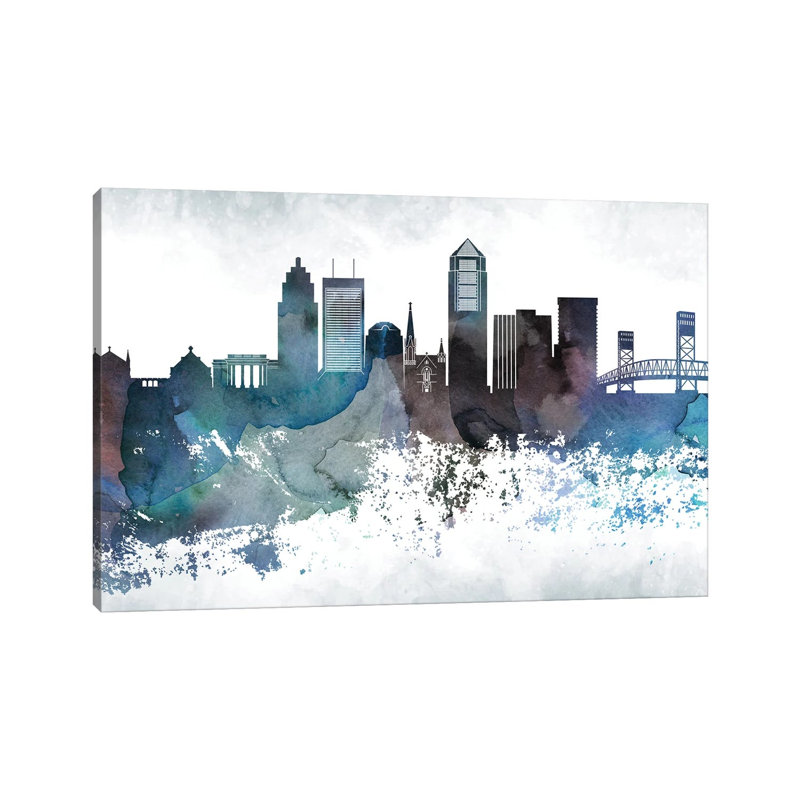 Jacksonville Bluish Skylines - Wrapped Canvas Print, 66.04 cm H x 45.72 cm W