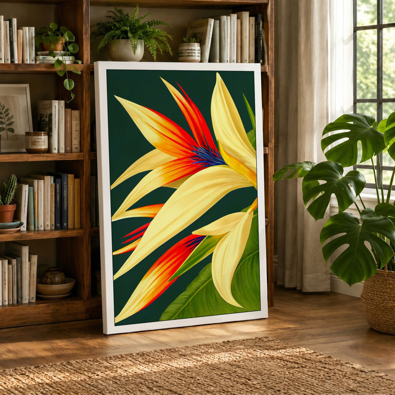 Tropical Bloom Botanical 1 Piece Wrapped Canvas Wall Art, 24x16 - 61.0 x 40.6 cm, White Border