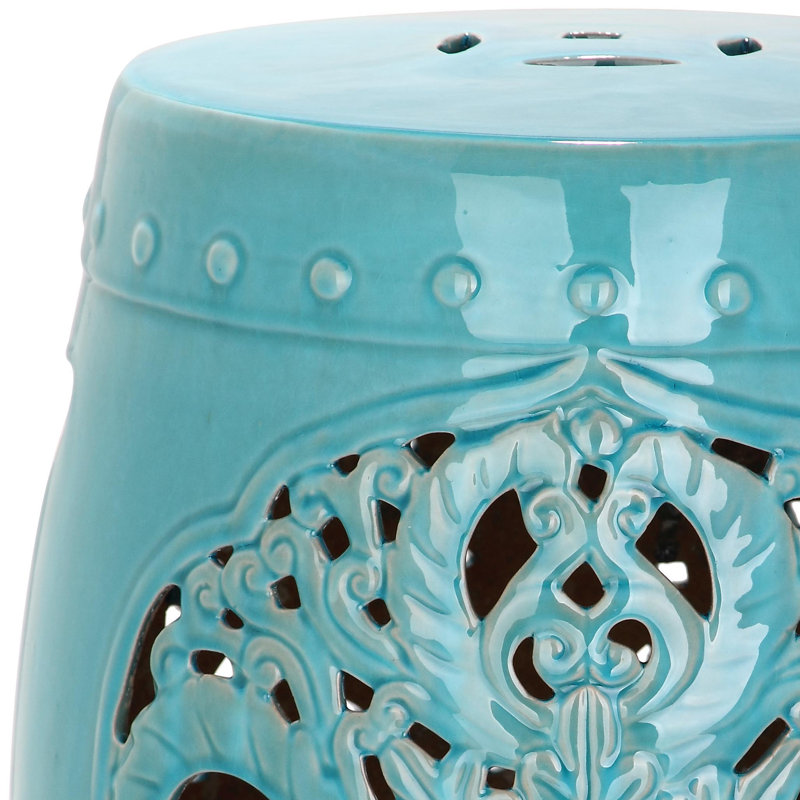 Llaneli Ceramic Accent Stool, Blue