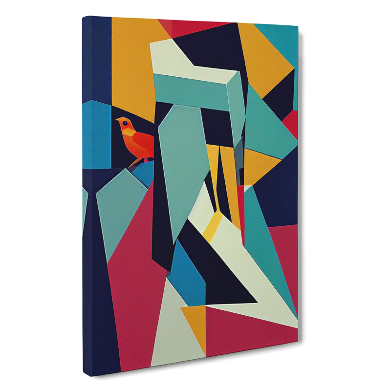 Abstract Bird Cubism - Wrapped Canvas, 50cm H x 35cm W x 3cm D