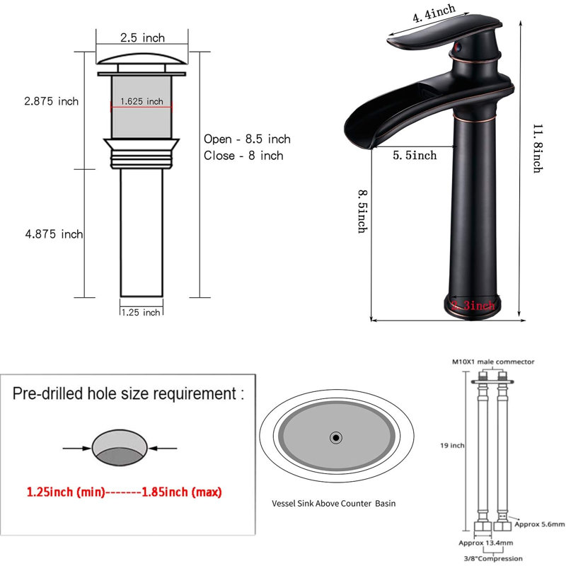 Single-handle Bathroom Faucet with Drain Assembly, Oil Rubbed Bronze