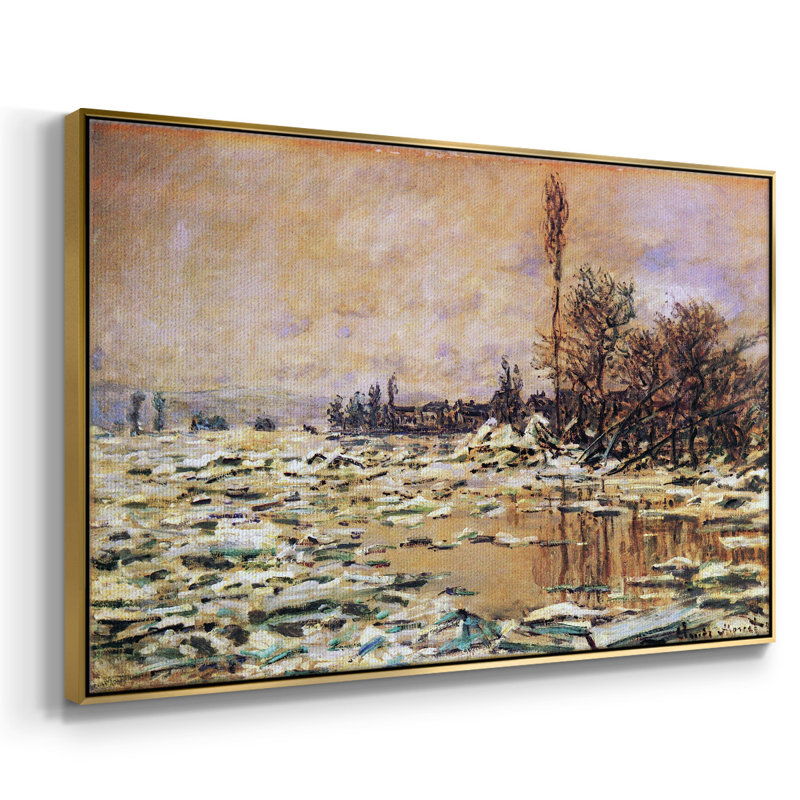 Toile tendue avec châssis Monet - 553MONET, H 25 po x l 37 po x P 2 po, Or