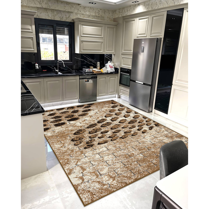 Modern Shaggy Rug Abstract Geometric Rug Indoor For Living Room Bedroom Design 1529 (5X8 (5'2"X7'5"),Beige)