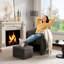 Fauteuil demi-tonneau rembourré moderne avec rangement Ottonman-2040702430