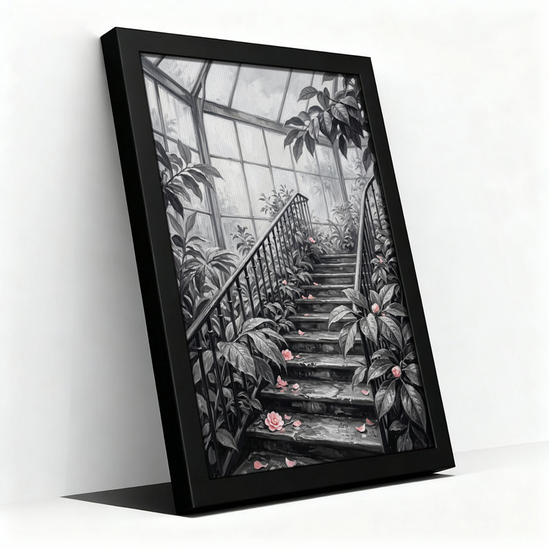 Art mural sur toile en escalier monochrome avec serre, H 24 po x l 16 po