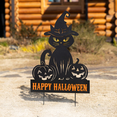 30.25"H Halloween Metal Silhouette Cat Yard Stake(KD)