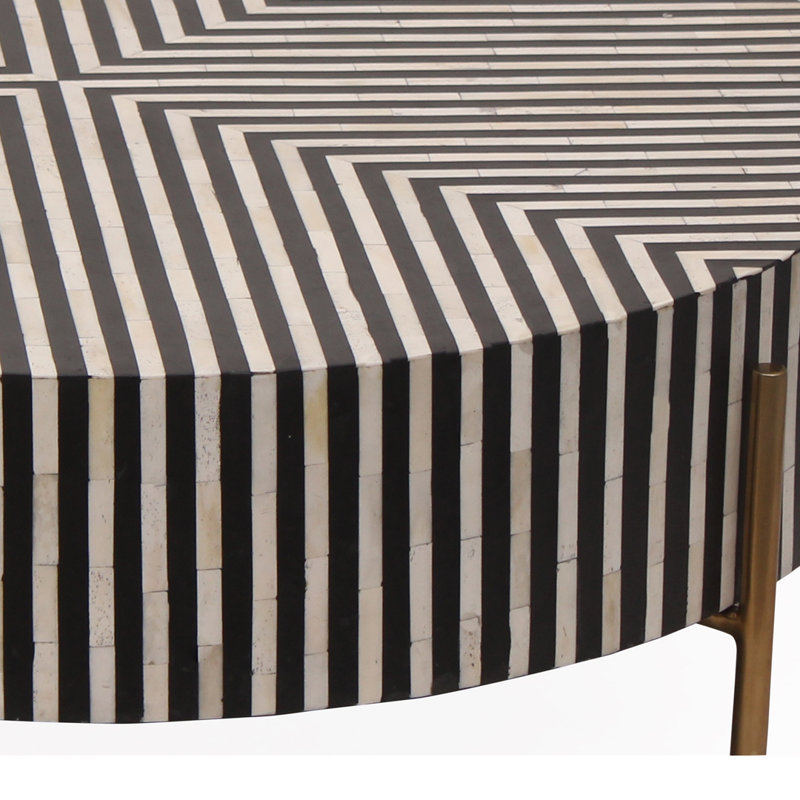 Bron Round Bone Inlay Coffee Table, 12" H x 36" L x 36" W