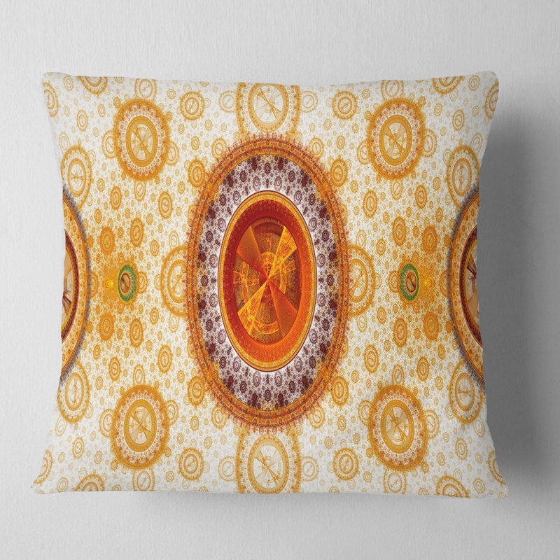 Art psychédélique relaxant - coussin abstrait imprimé, 18 po x 18 po, Jaune, Coussin décoratif