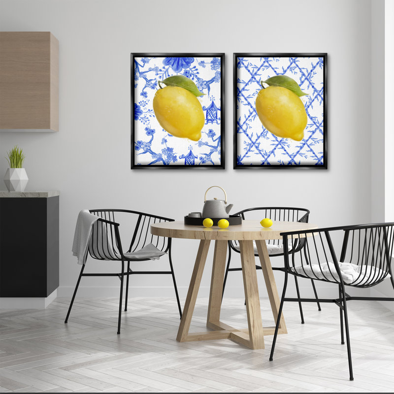 Ensemble de cadres flottants 2 pièces Classic Chinoiserie Lemons, design par Matthew Piotrowicz, H 21 po x l 17 po