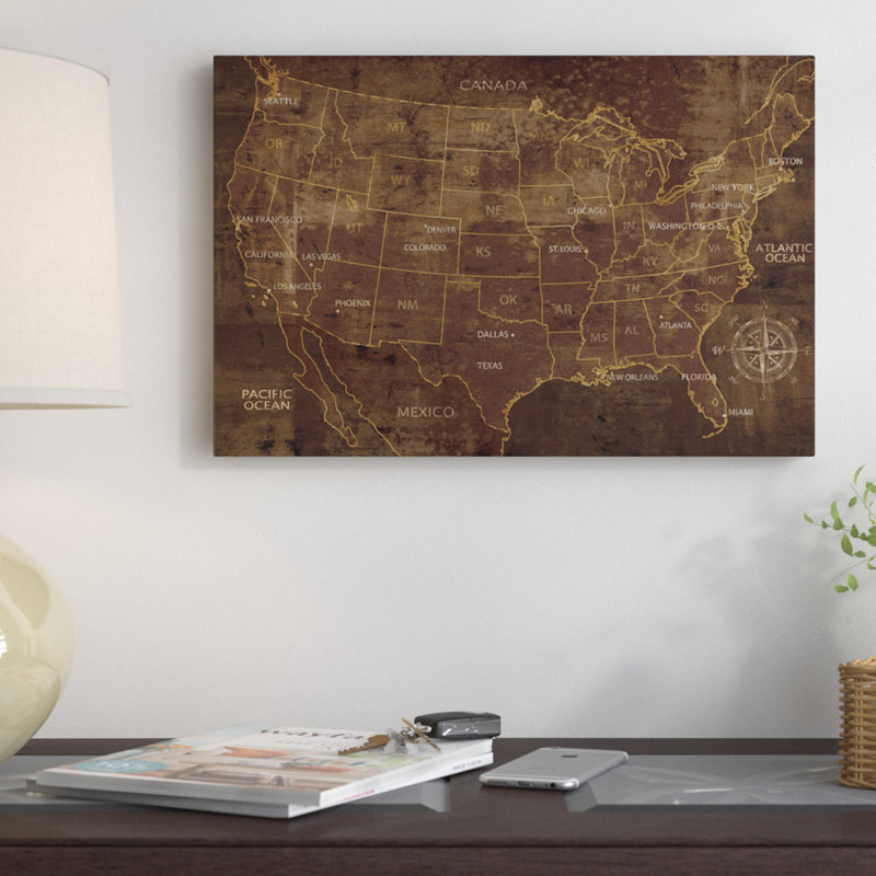 «United States» par Luke Wilson, reproduction sur toile tendue sur châssis, H 18 po x l 26 po x P 1,5 po