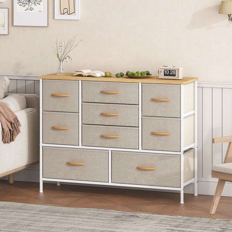 100 cm W Chest of 9 Drawers, Khaki