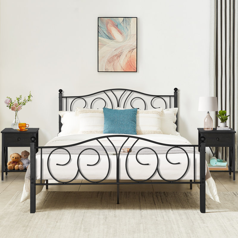 Alsa Steel Piece Bedroom Set, Black, Twin