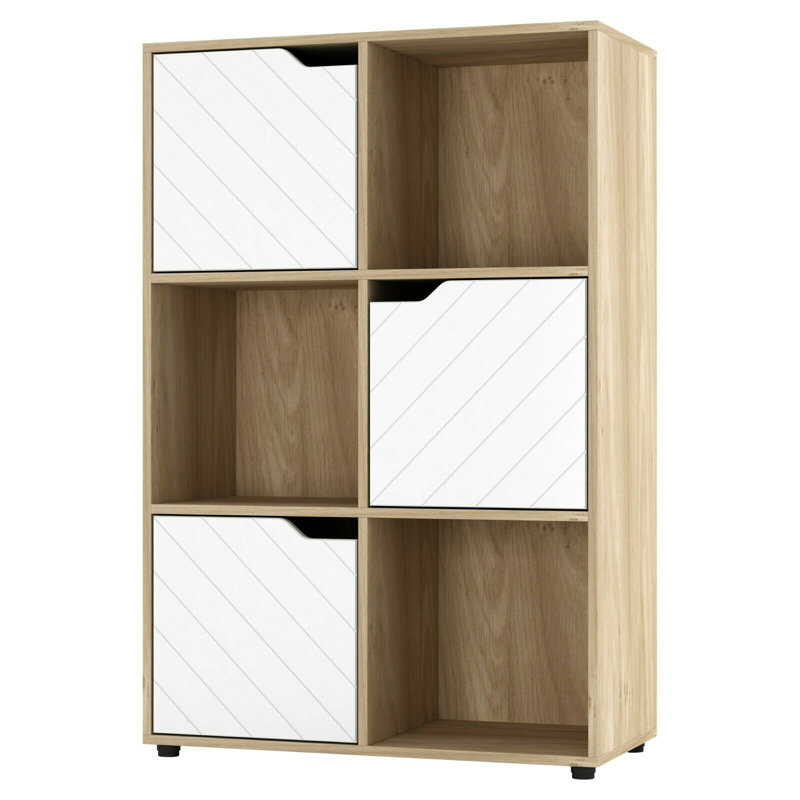 Berrick 90.5 cm H x 60 cm W Cube Bookcase, Oak/White