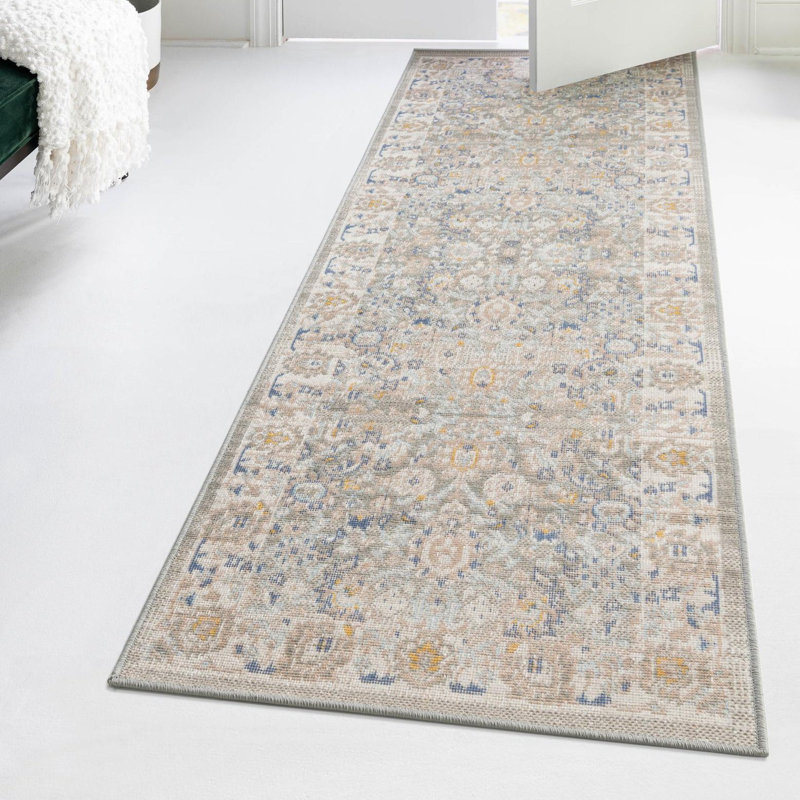 Tapis à motif oriental gris Lunnelle, Runner 2'7" x 12'