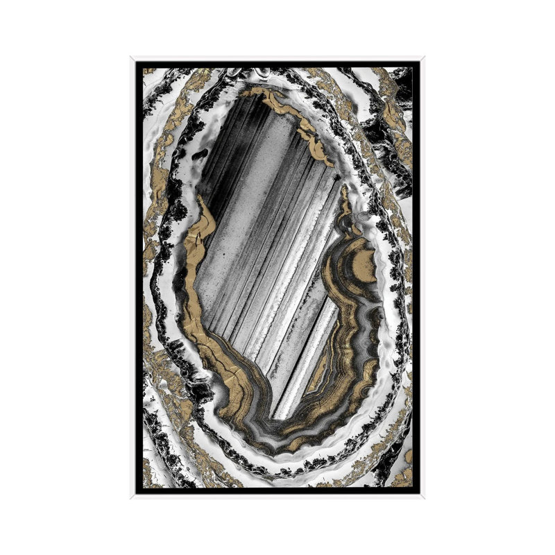 Golden Geode I 1 Piece Floater Frame Wall Art on Canvas, 101.6 cm H x 66.04 cm W, White Floater Frame