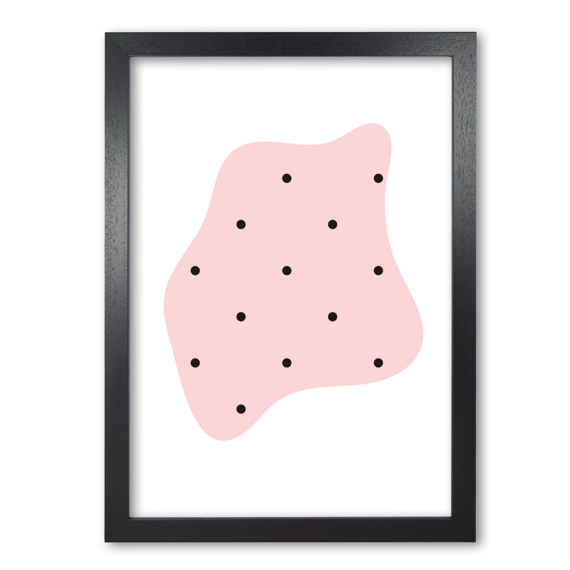 Abstract Pink Shape With Polka Dots - Print, 30 cm H x 21 cm W x 5 cm D, Black Grain Frame