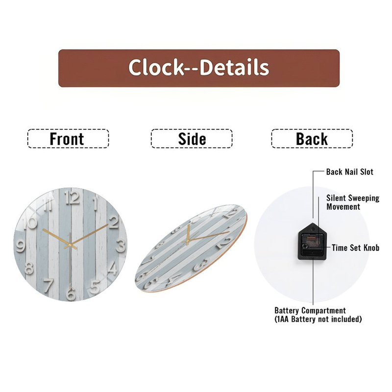 Horloge murale en verre 12 po