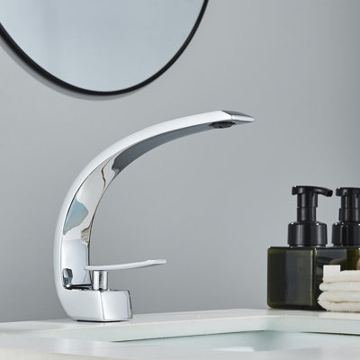 Bathroom Sink Faucet,Unique Design Single Handle Single Hole Brass Lavatory Vanity Faucet,Basin Mixer Tap with Supply Hose 
