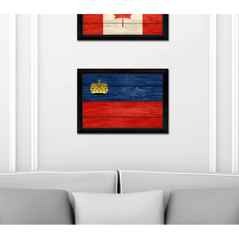 « liechtenstein country flag », impression sur toile encadrée, H 21 po x l 30 po x P 1 po, Encadrement noir