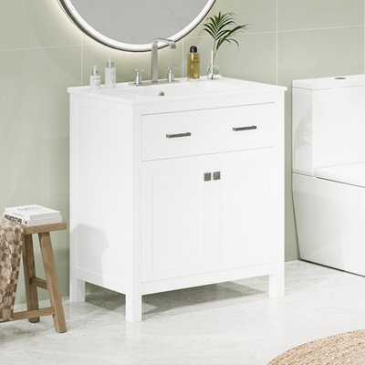 Armoire de salle de bain 30 pouces avec 2 portes et tablette