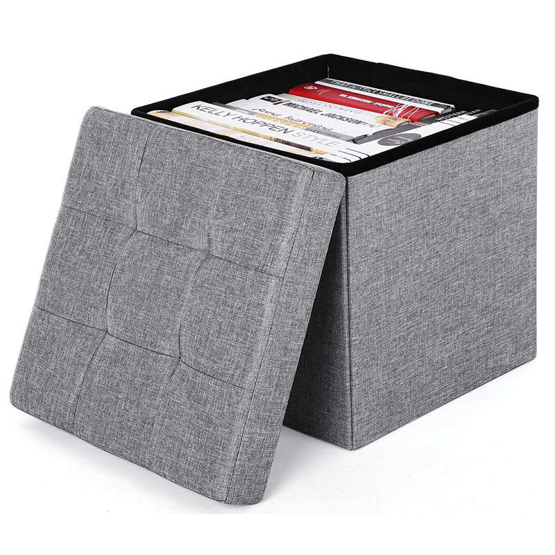 Mccleskey 38cm Wide Square Solid Colour Ottoman with Storage, Light Grey