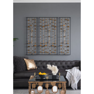 Set Of 3 Metal Decorative Wall Art With Black Frame, Wall Decor For Living Room Bedrrom Entryway Office