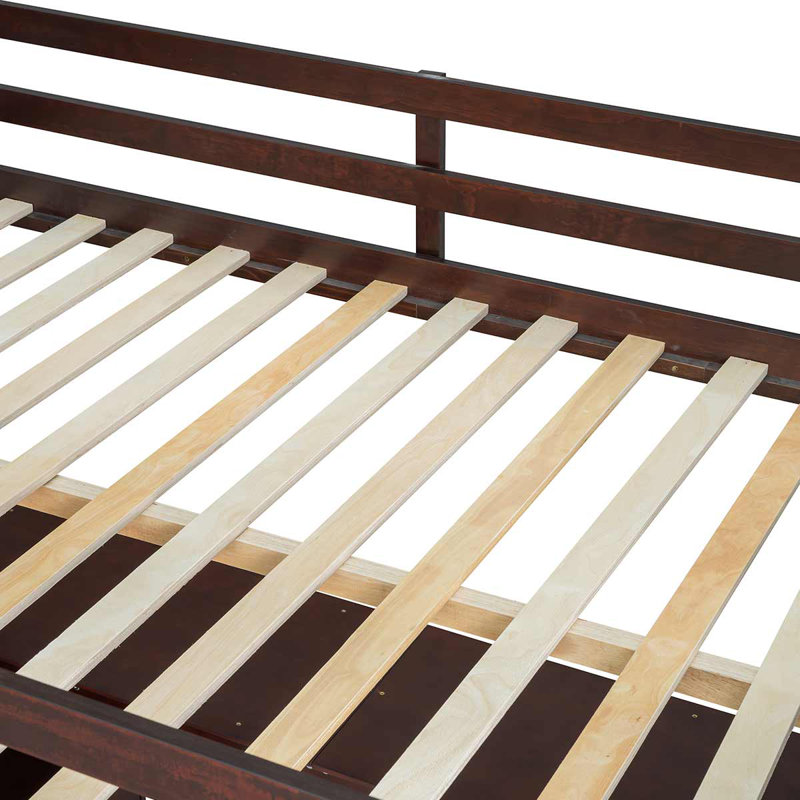 Modern Loft Bed With 7 Drawers 2 Shelves And Desk Multifunctional Furniture For Bedroom, Espresso, Full
