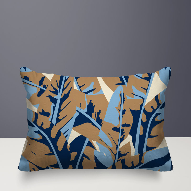 Oreiller rectangulaire intérieur / extérieur Fino, Rectangle H 14 po x l 20 po, Bleu