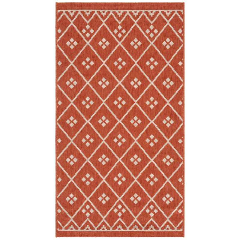 Tapis intérieur / extérieur rouille / gris clair Arneshia, Rectangle 2 pi 7 po x 5 pi