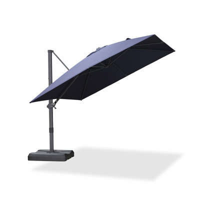 Parasol de patio extérieur en porte-à-faux 10 'x 10' avec base ajustable et décalée avec rotation à 360 degrés et 8 nervures en métal robustes pour piscine de terrasse de jardin
