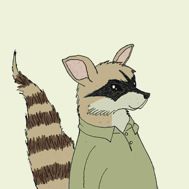 «Raccoon on» par Wild Apple Portfolio - Peinture, H 30 po x l 30 po, Papier avec cadre doré simple avec cadre doré