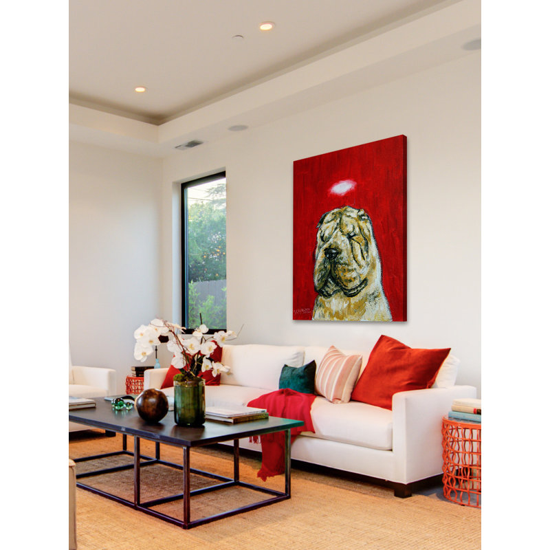 «Shar Pei Angel» par Jay Schmetz, reproduction sur toile, H 18 po x l 12 po
