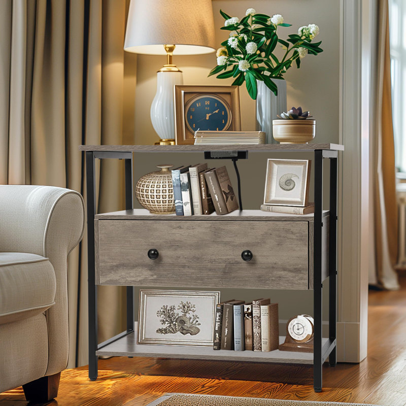 Eldreeda 1 - Drawer Nightstand In Gray, Set of 2, Gray