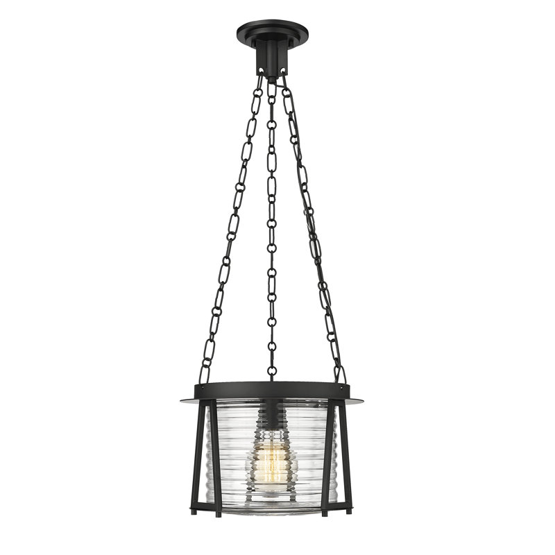 Luminaire suspendu unique à 1 lumière Analicia, Noir mat